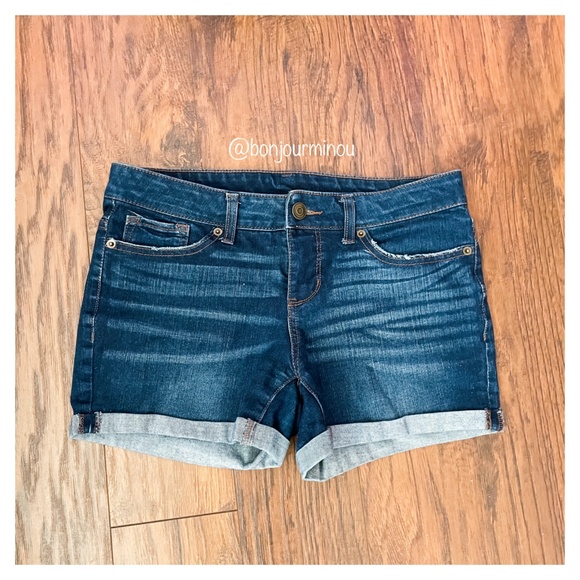 Dark Blue Stretch Denim Jeans Shorts 